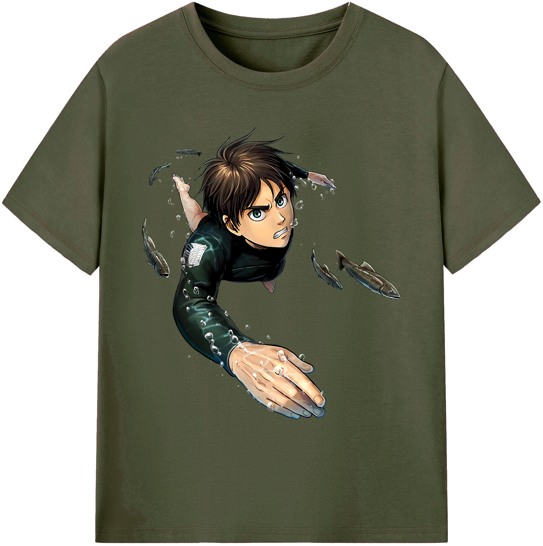 （画像用） 進撃の巨人 エレン･イェーガー Attack on Titan Eren Jäger 綿100％ メンズ半袖Tシャツ｜肌触りやわらか＆通気性
